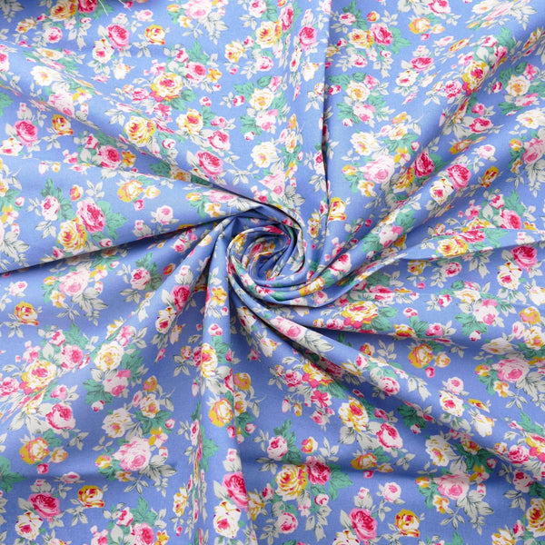 light woven pure cotton dressmaking women fabric Carolina Blue