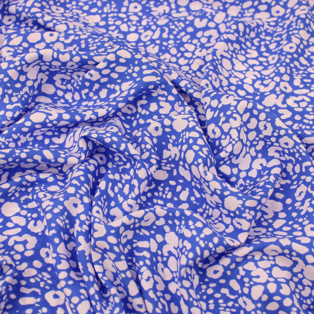 Royal Blue Leopard Spots Viscose Rayon Animal Print Soft Pattern Dressmaking Women Dress Fabric Material Royal Blue