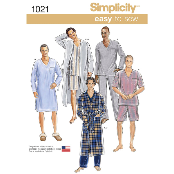 Simplicity Men's Classic Pajamas & Robe Sewing Pattern S1021
