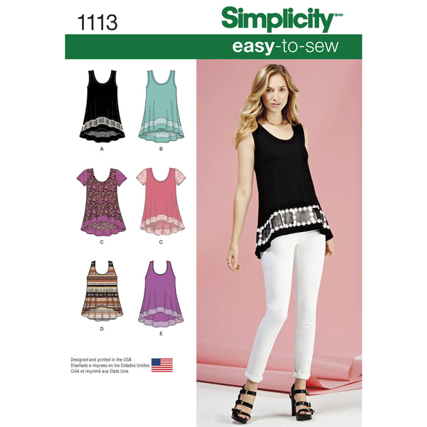 Simplicity Women's Easy-To-Sew Knit Tops Sewing Pattern S1113
