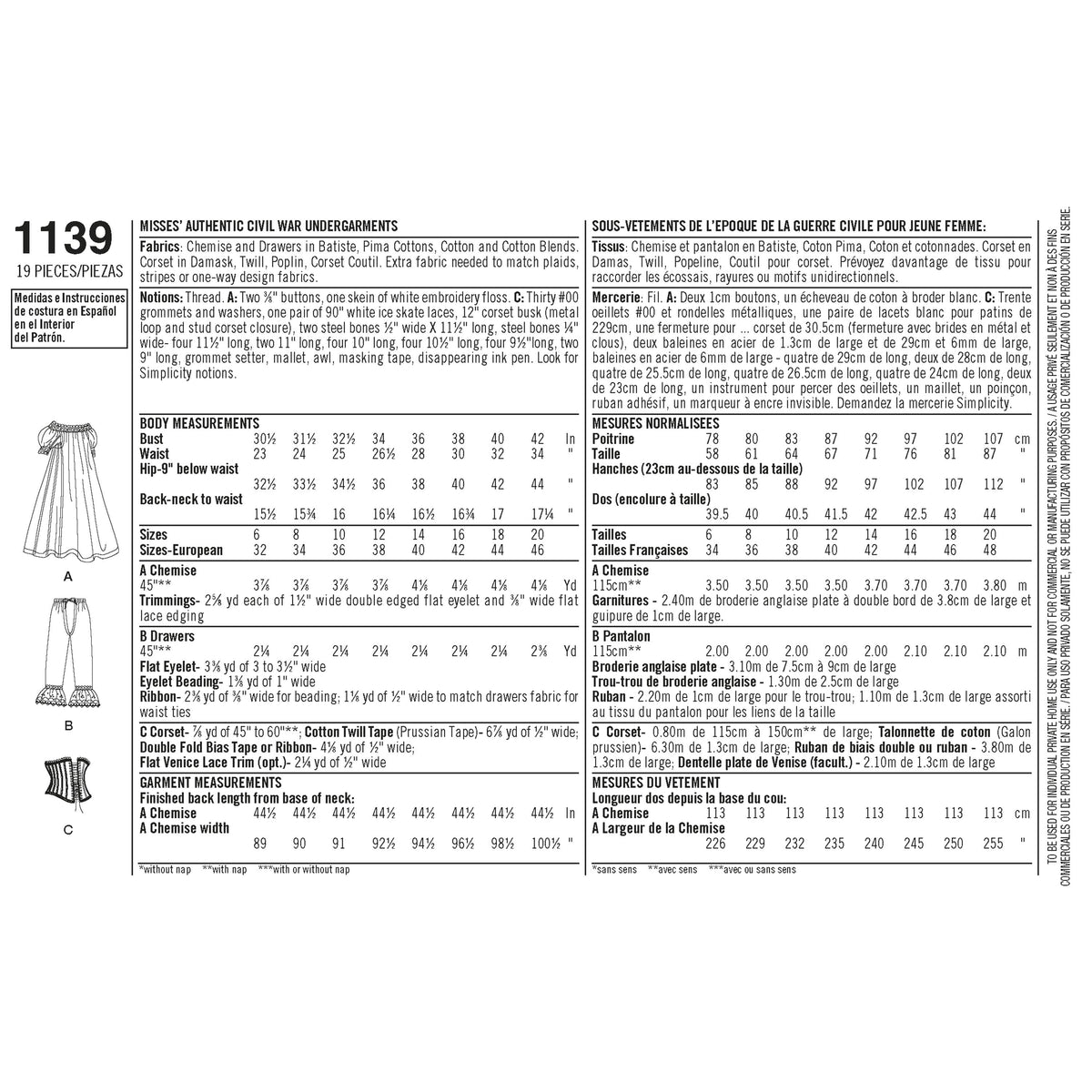 Simplicity Women's Civil War Undergarments