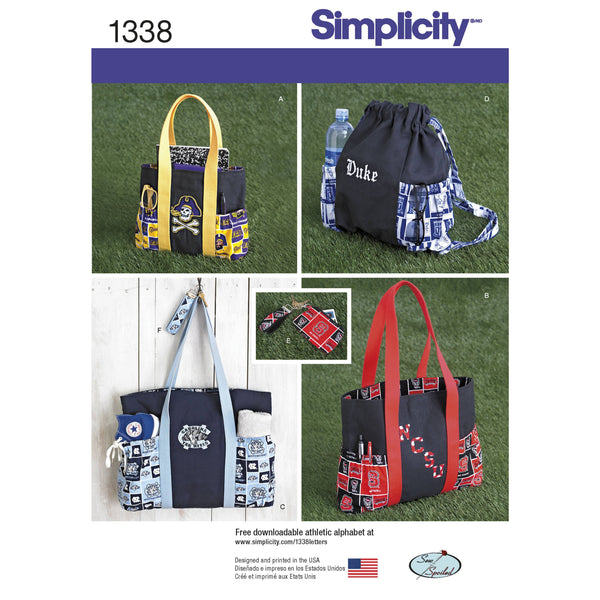 Simplicity Tote Bags in Three Sizes, Backpack and Coin Purse Sewing Pattern S1338