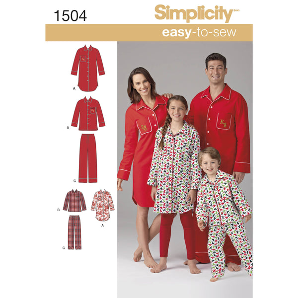 Simplicity Child's, Teens' and Adults' Loungewear Sewing Pattern S1504