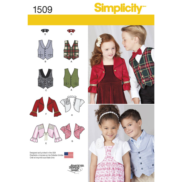 Simplicity Child's Vest, Bolero and Bow Tie Sewing Pattern S1509