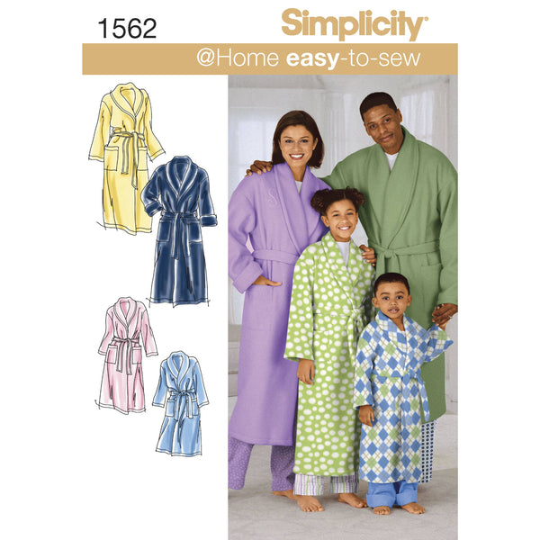 Simplicity Child's, Teens' and Adults' Robe and Belt Sewing Pattern S1562