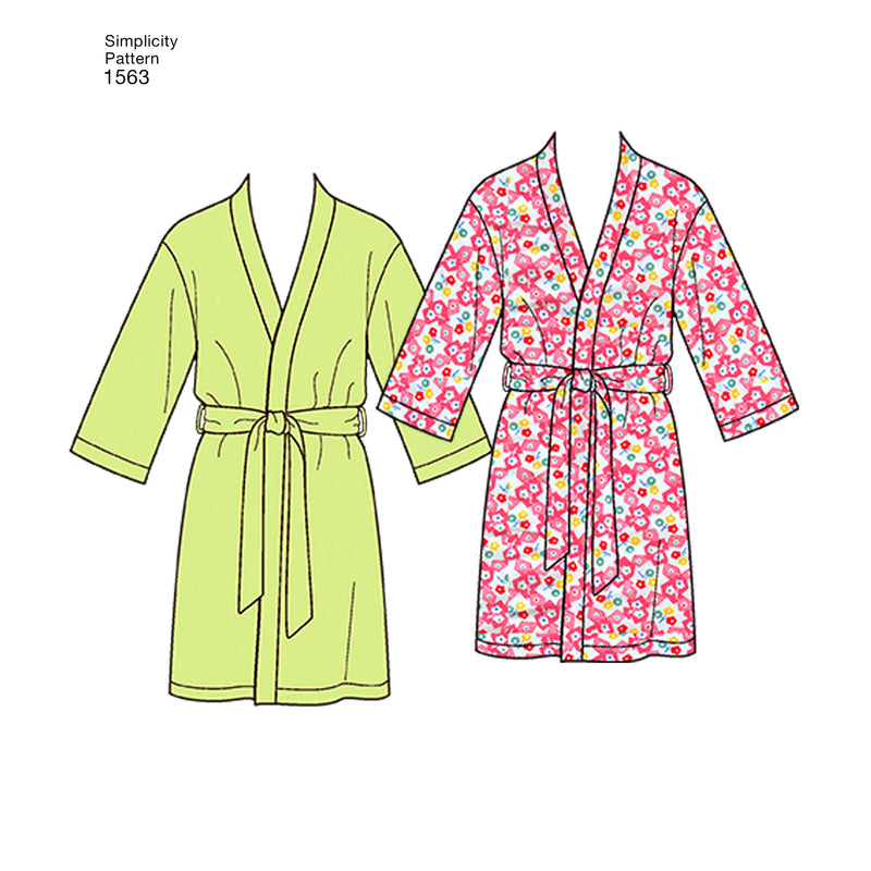 Simplicity Women's Men's and Teens' Sleepwear Sewing Pattern S1563