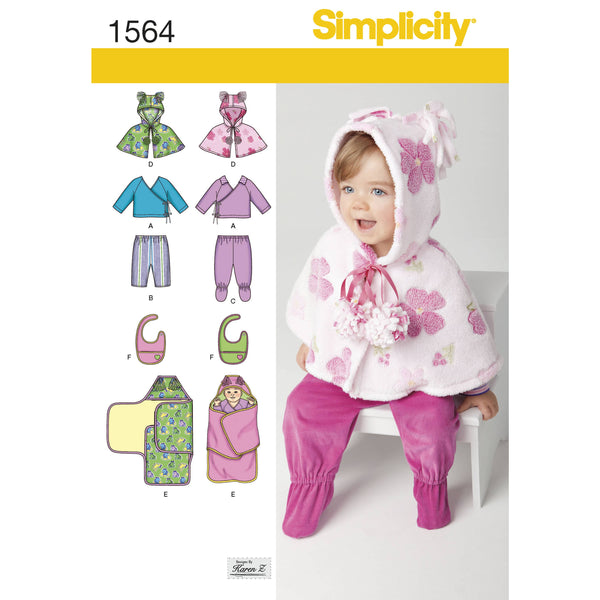 Simplicity Babies' Top, Trousers, Bib, and Blanket Wrap Sewing Pattern S1564