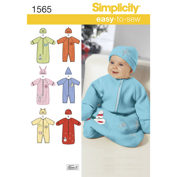 Simplicity Babies' Bunting, Romper and Hats Sewing Pattern S1565