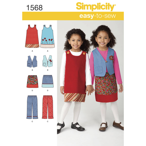 Simplicity Child's Jumper, Vest, Trousers and Skirt Sewing Pattern S1568