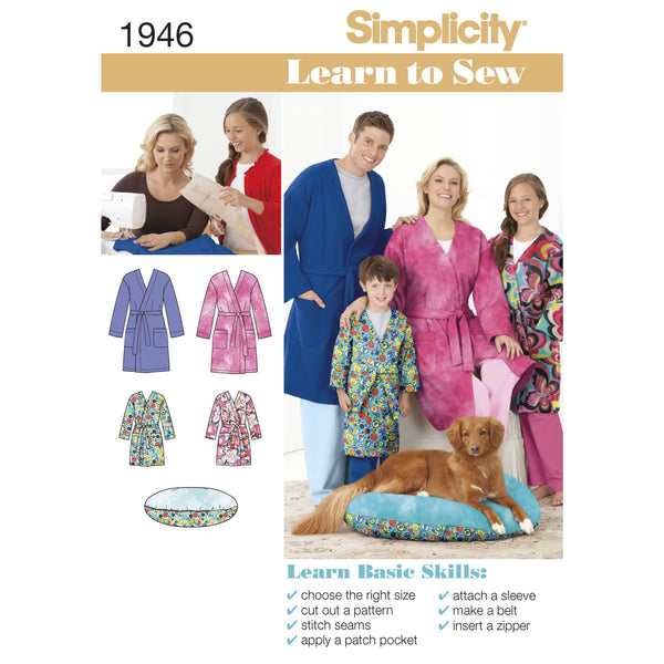 Simplicity Learn to Sew Child's Teen's & Adults' Robe Sewing Pattern S1946