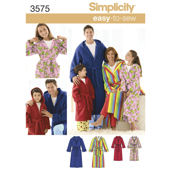 Simplicity Women's/Men/Child Sleepwear Sewing Pattern S3575
