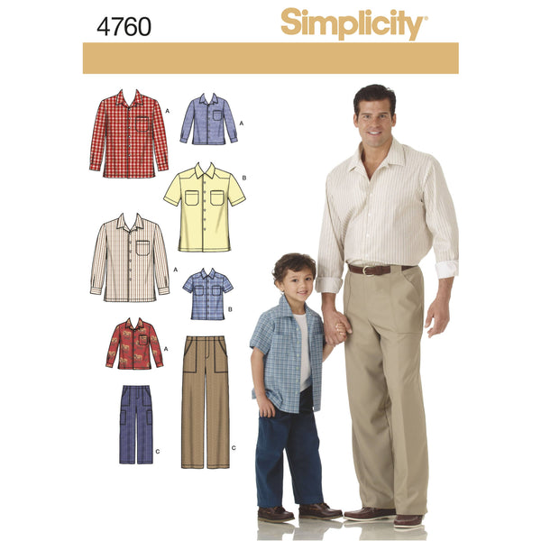 Simplicity Boys and Men Shirts and Trousers Sewing Pattern S4760