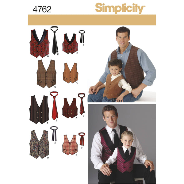 Simplicity Boys and Men Vests and Ties Sewing Pattern S4762