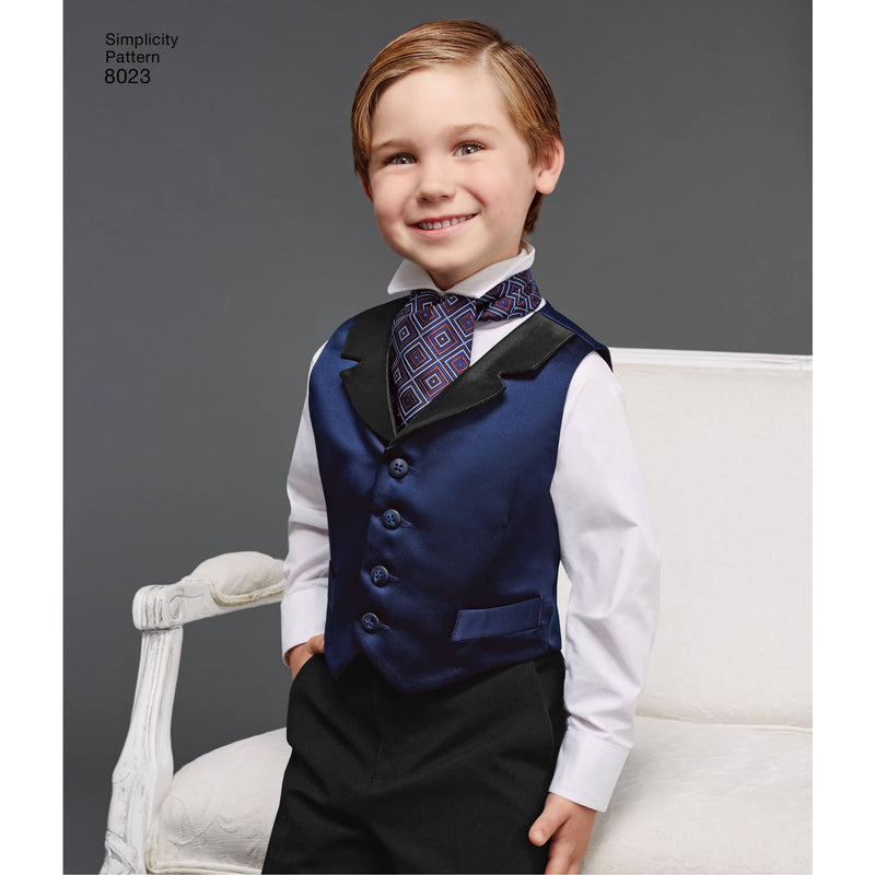 Simplicity Boys' and Men's Vest, Bow-tie, Cummerbund and Ascot Sewing Pattern S8023