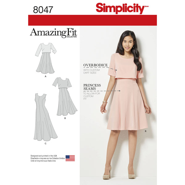 Simplicity Amazing Fit Women's Dress in Slim, Average & Curvy Fit
