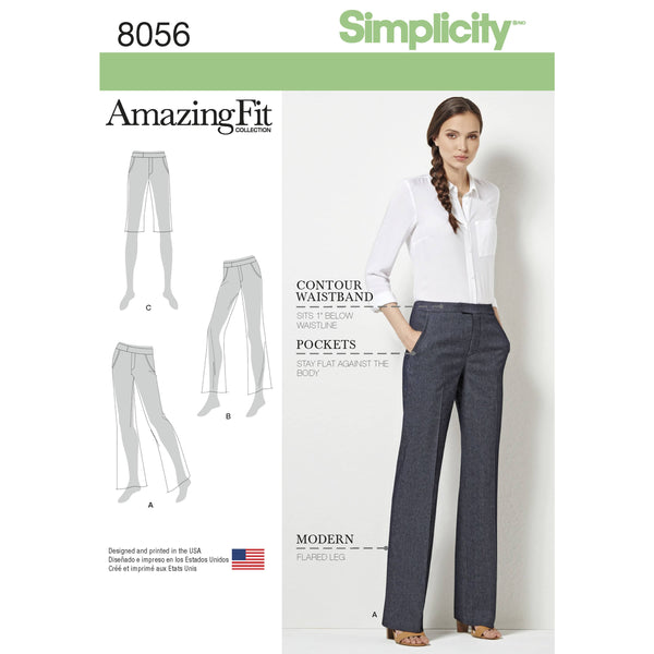 Simplicity Amazing Fit Women's and Plus Size Flared Trousers or Shorts