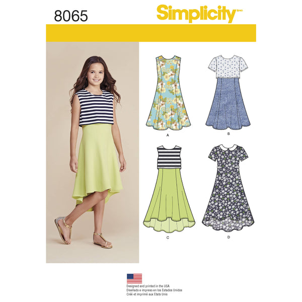 Simplicity Girls' and Girls' Plus Dress or Popover Dress