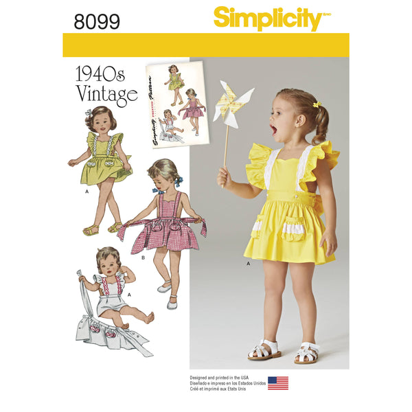 Simplicity Toddlers' Romper and Button-on skirt Sewing Pattern S8099