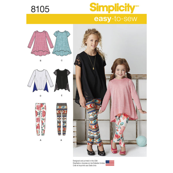 Simplicity Child's and Girls' Knit Tunics and Leggings
