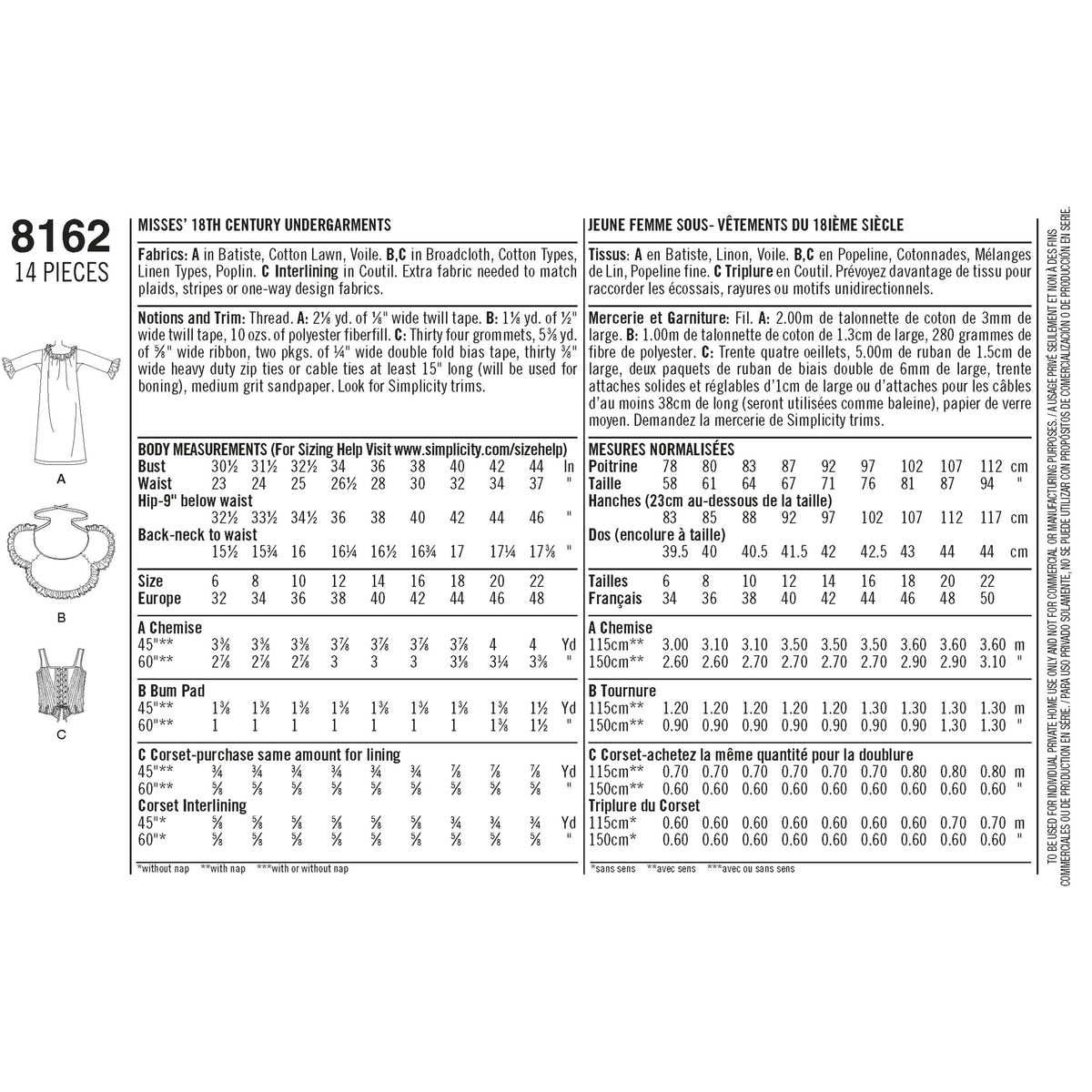 8162 Simplicity Misses Corset Costume