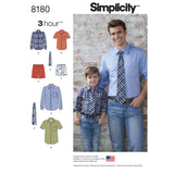 Pattern 8180 Boys' and Men's Shirt, Boxer Shorts and Tie