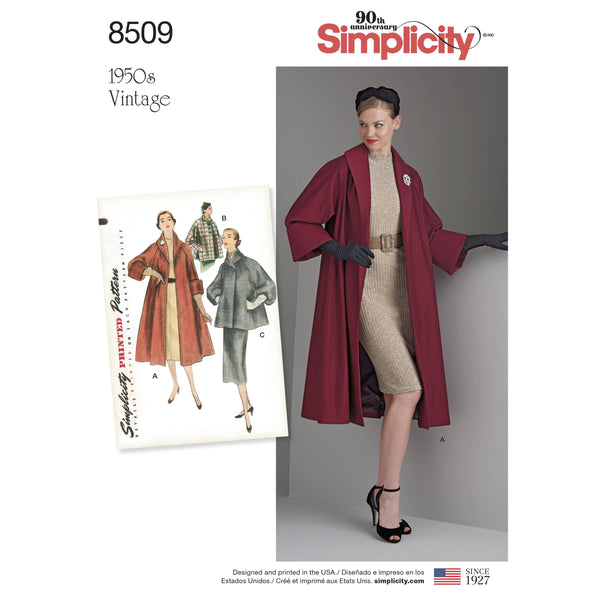 Simplicity Pattern 8509 Misses' Vintage Coat or Jacket