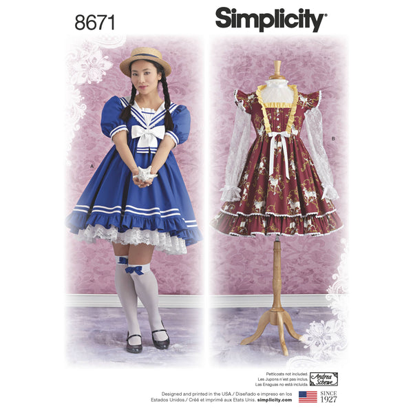 Simplicity Pattern 8671 Women’s Lolita Costume Dresses