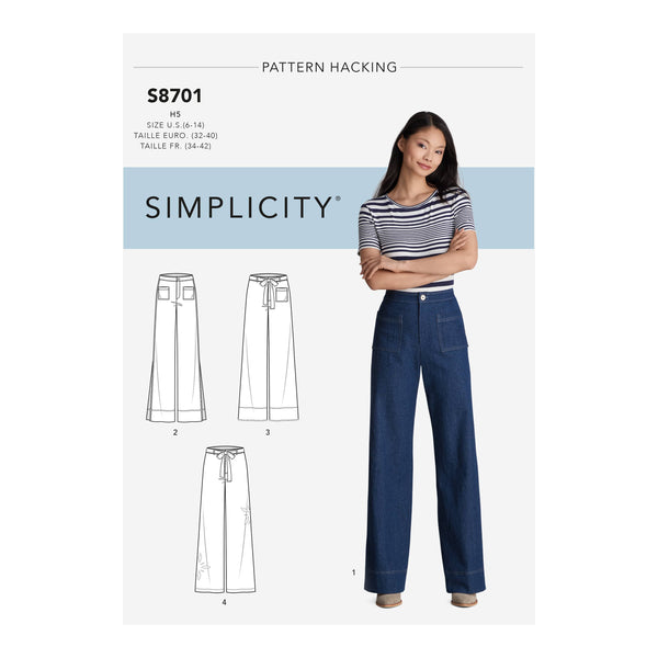 Simplicity Pattern 8701 Women's Trousers with Options for Design Hacking
