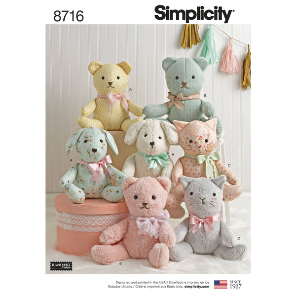 Pattern 8716 Stuffed Animals
