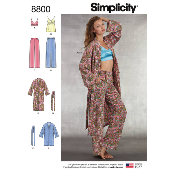 Pattern 8800 Misses' Robe, Pants, Top and Bralette