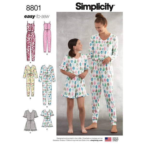 Pattern 8801 Girls and Misses Knit Jumpsuit Romper