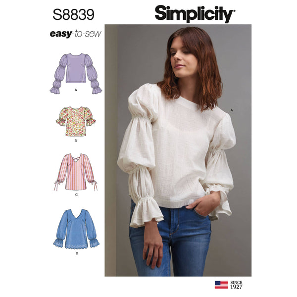 Simplicity Pattern S8839 Misses' Pullover Tunic or Tops