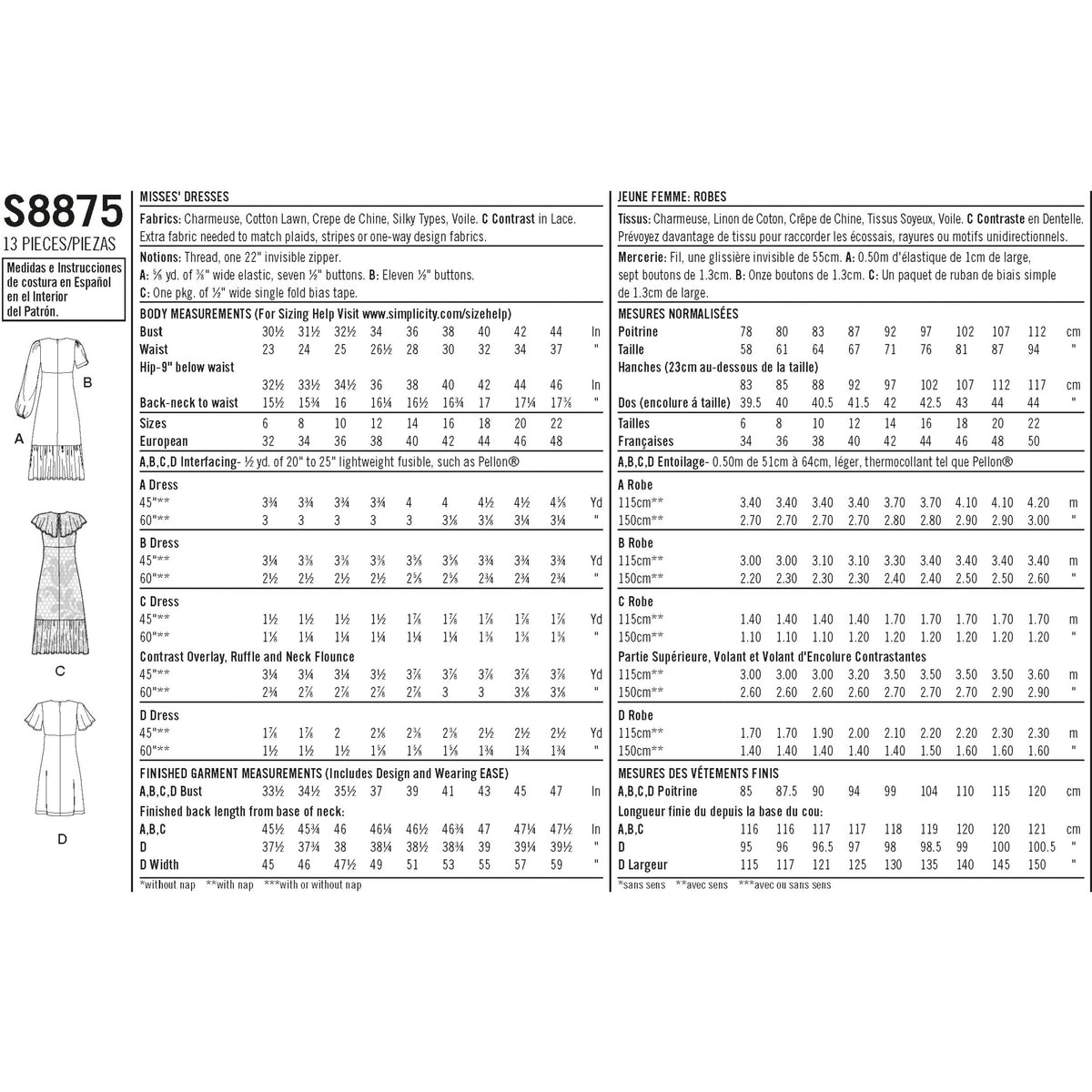 Simplicity Pattern S8875 Misses' Dresses