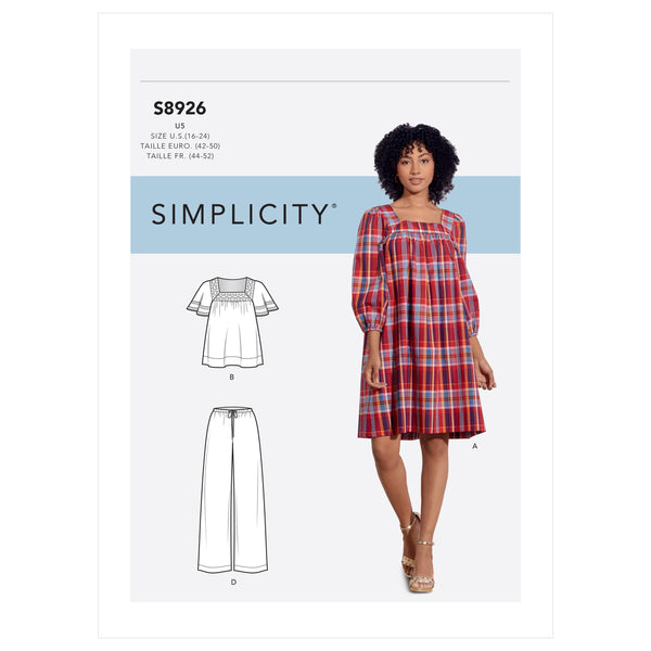 Simplicity Sewing Pattern S8926 Misses' Dress, Tops & Pants