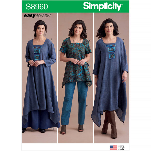 Simplicity Sewing Pattern S8960 Misses' Dress Or Tunic, Skirt and Pant