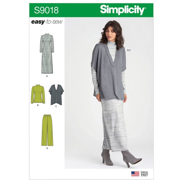 Simplicity Sewing Pattern S9018 Misses' Pants, Knit Vest, Dress or Top