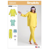 Simplicity Sewing Pattern S9020 Misses' Sleepwear Knit Tops, Pants, Shorts & Accessories