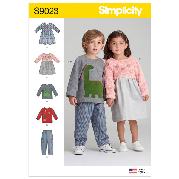 Simplicity Sewing Pattern S9023 Toddlers' Dresses, Top & Pants