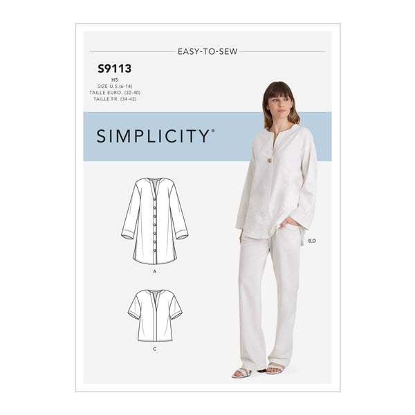 Simplicity Sewing Pattern S9113 Misses' Tunic, Top & Pull On Pants