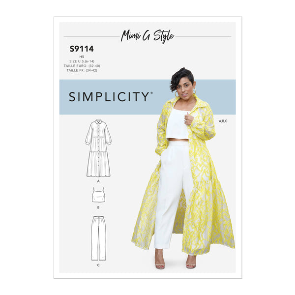 Simplicity Sewing Pattern S9114 Misses' Dress, Top & Pants