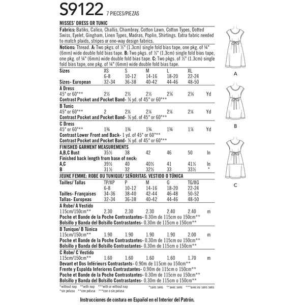Simplicity Sewing Pattern S9122 Misses' Dresses