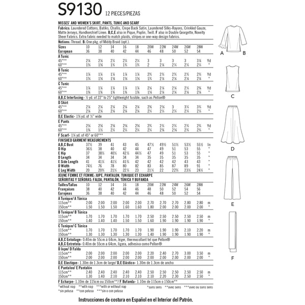 Simplicity Sewing Pattern S9130 Misses' & Women's Tops & Bottoms