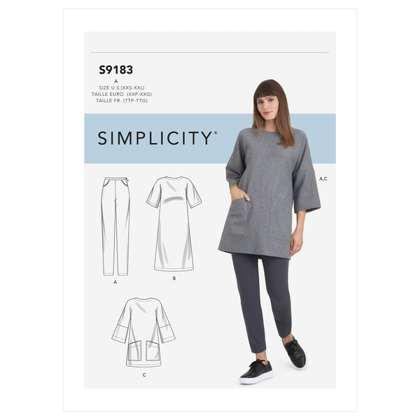 Simplicity Sewing Pattern S9183 Misses' Tunic, Top, Dress & Legging
