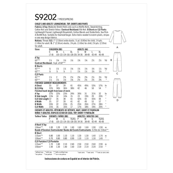 Simplicity Sewing Pattern S9202 Misses'/Men's/Children's/Boys'/Girls' T-Shirt, Shorts and Pants