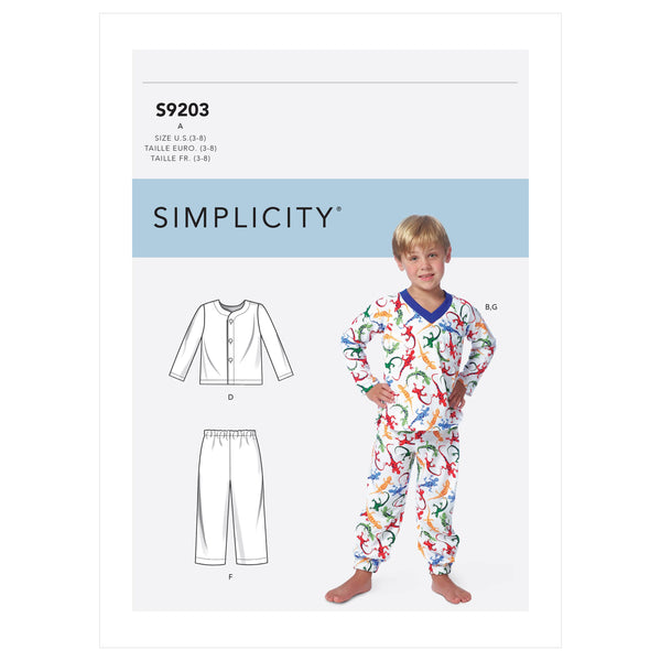 Simplicity Sewing Pattern S9203 Children's/Boys' Tops, Shorts and Pants