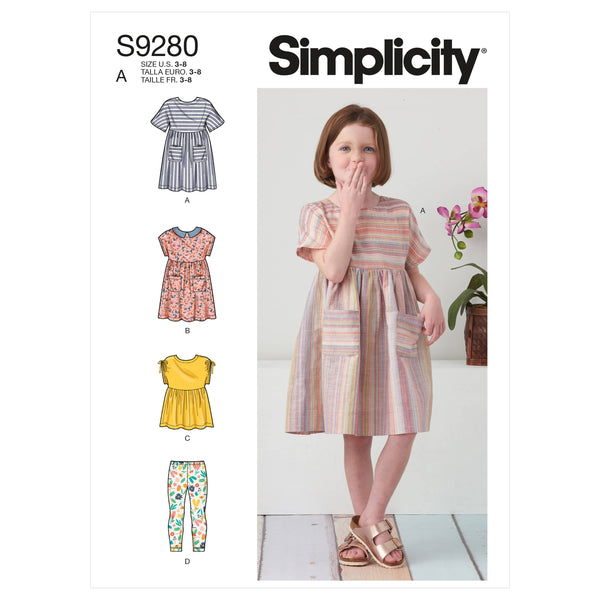 Simplicity Sewing Pattern S9280 Children's Dresses, Top & Leggings