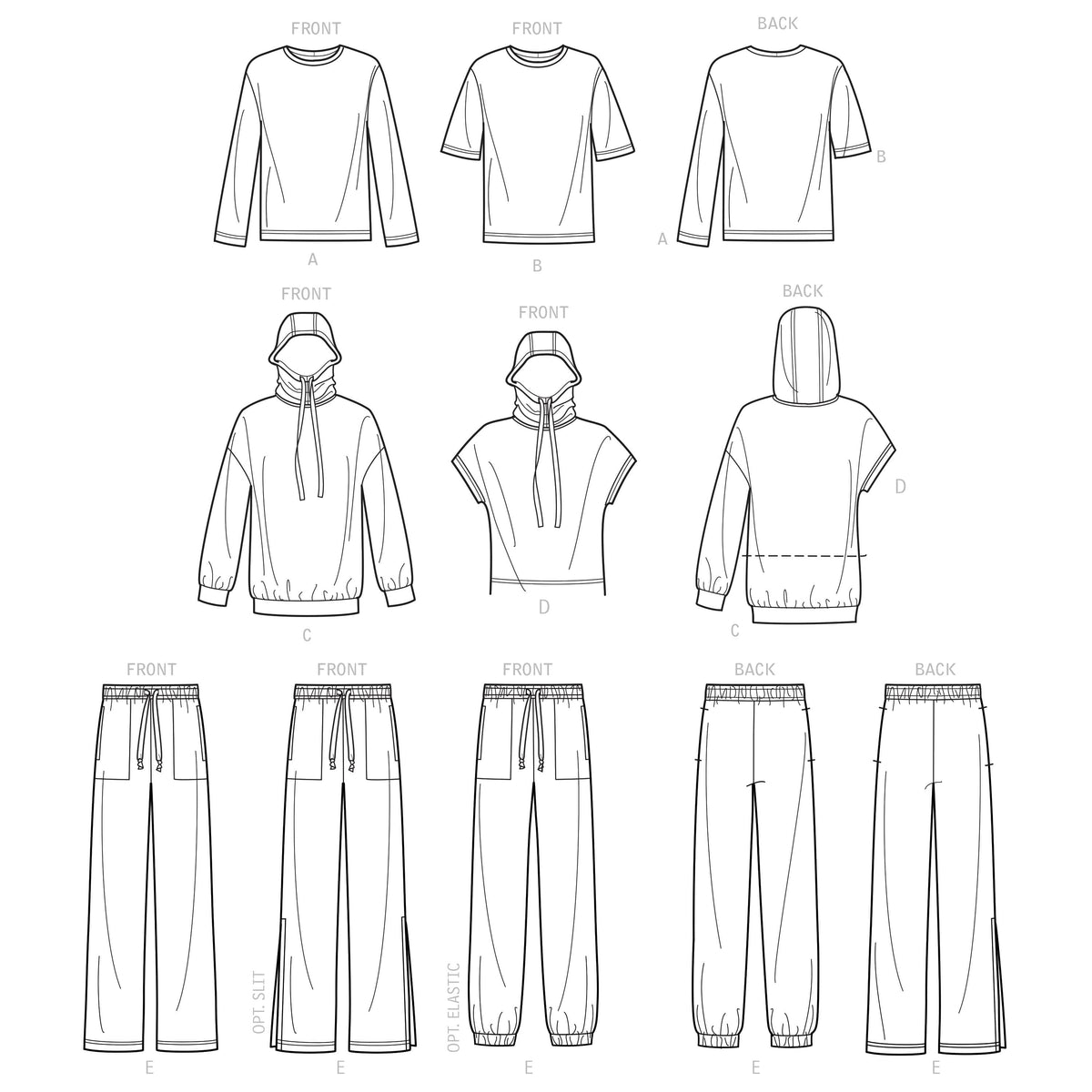 Simplicity Sewing Pattern S9394 Boys' and Girls' Oversized Knit Hoodies, Pants and Tops