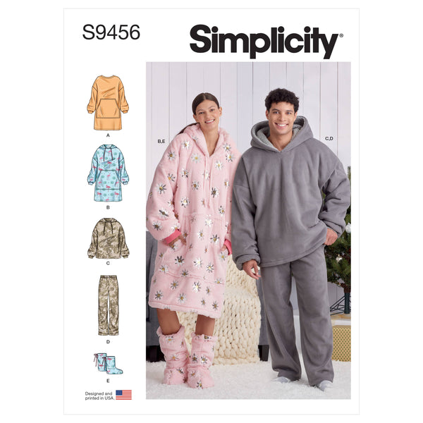 Simplicity Sewing Pattern S9456 Unisex Oversized Hoodies, Pants and Booties