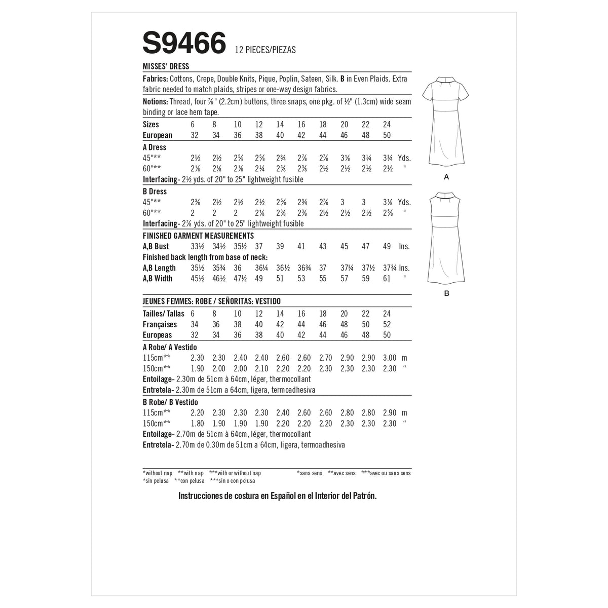 Simplicity Sewing Pattern S9466 Misses' Dress