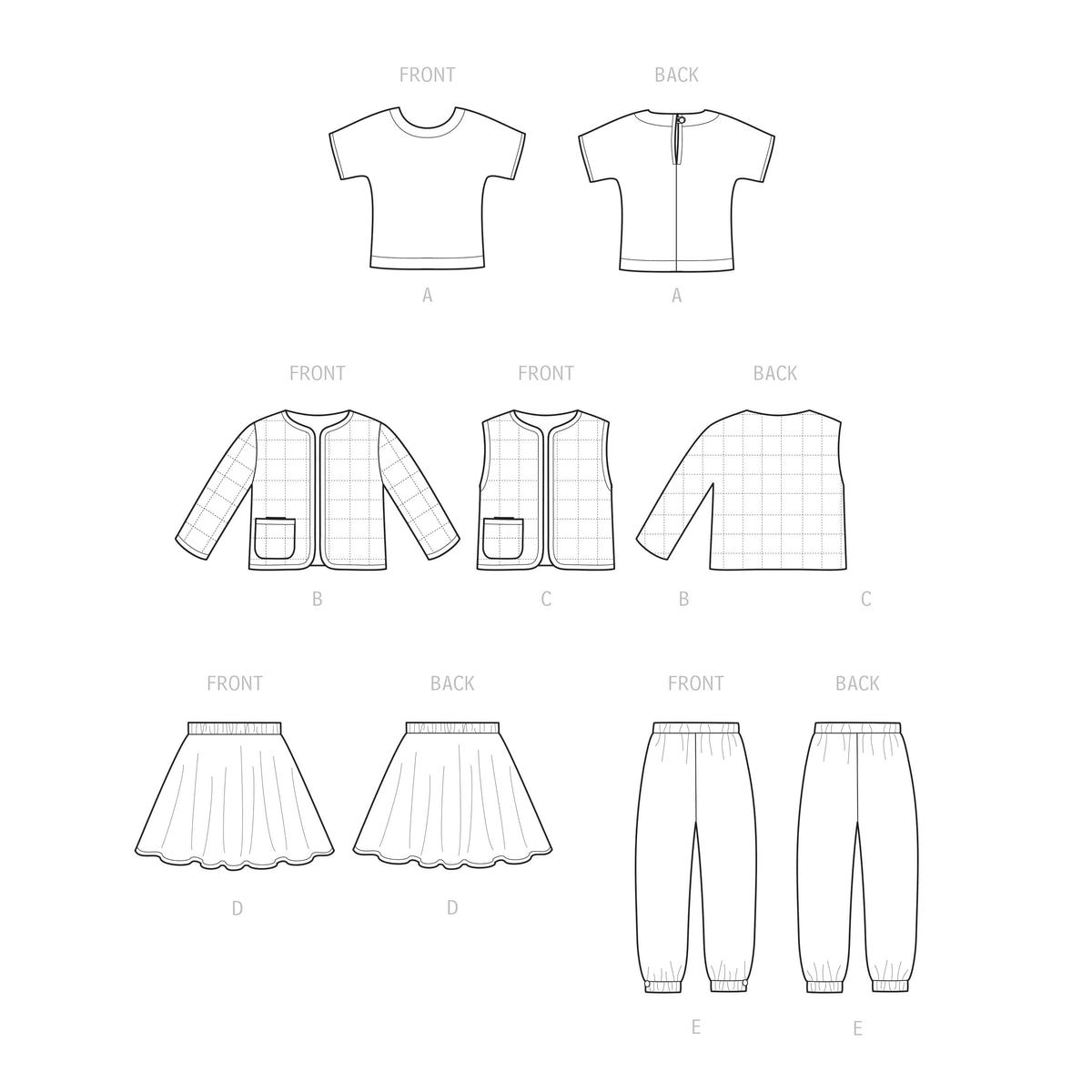 Simplicity Sewing Pattern S9485 Toddlers' Knit Top, Jacket, Vest, Skirt and Pants